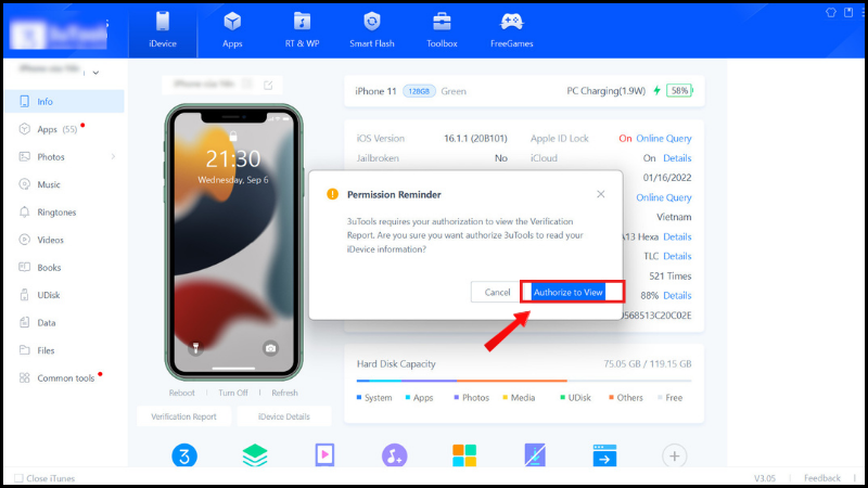 Dùng phần mềm 3uTools
